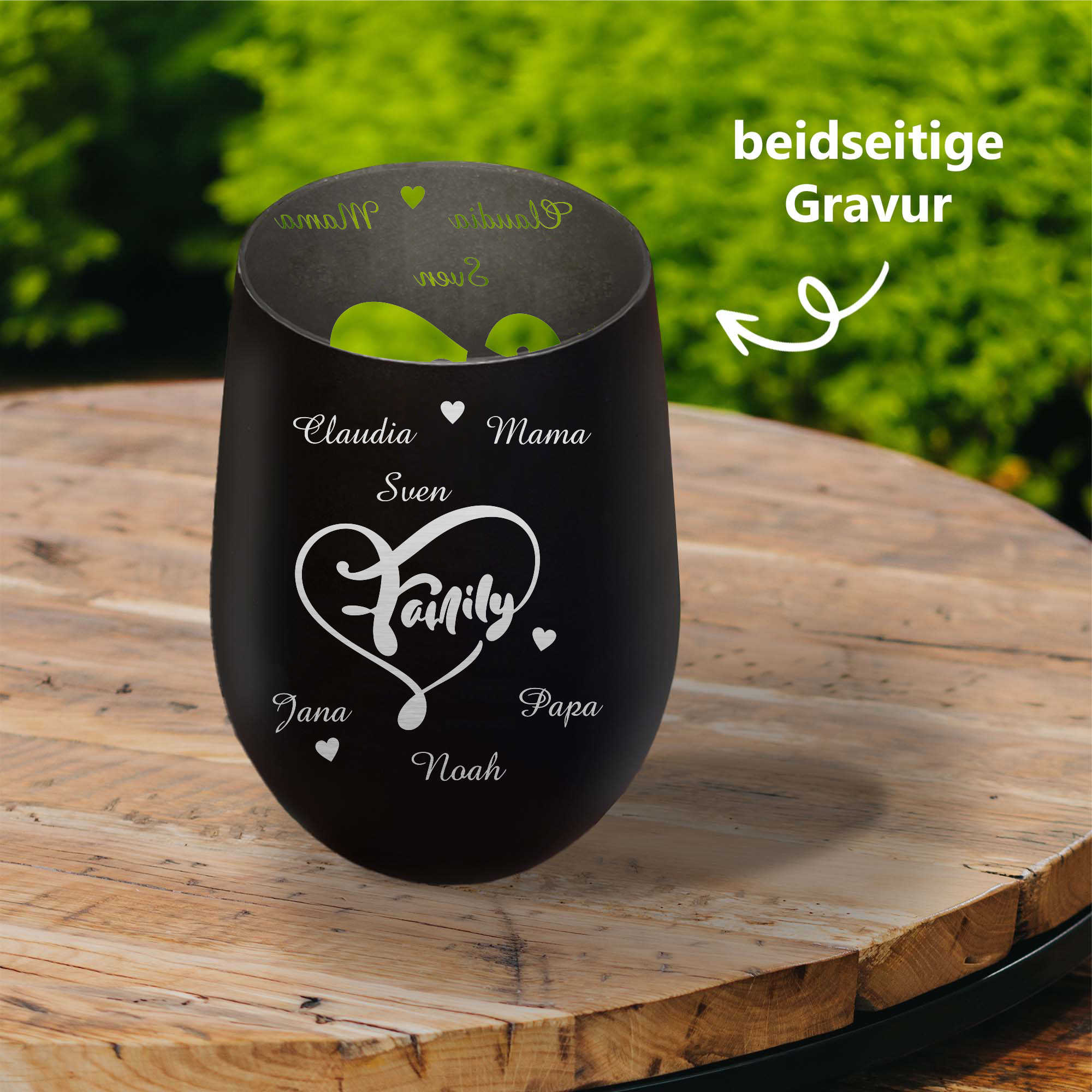 Windlicht - Teelichthalter - Familie - personalisiert Wunschtext & Namen 31 - Picture 6 of 20