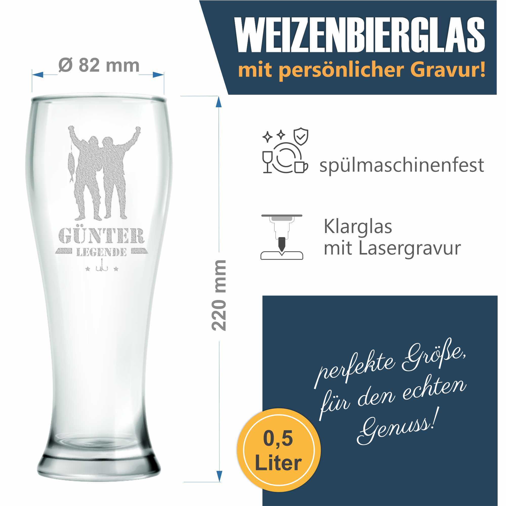 Weizenglas graviert Wunschname 0,5l mit Jahr Individuelles Bierglas - Picture 10 of 48