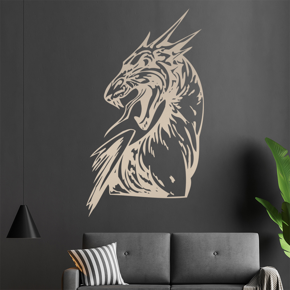 Drachen Kopf Wandtattoo Wohnzimmer Wandaufkleber 0015 - Picture 169 of 204