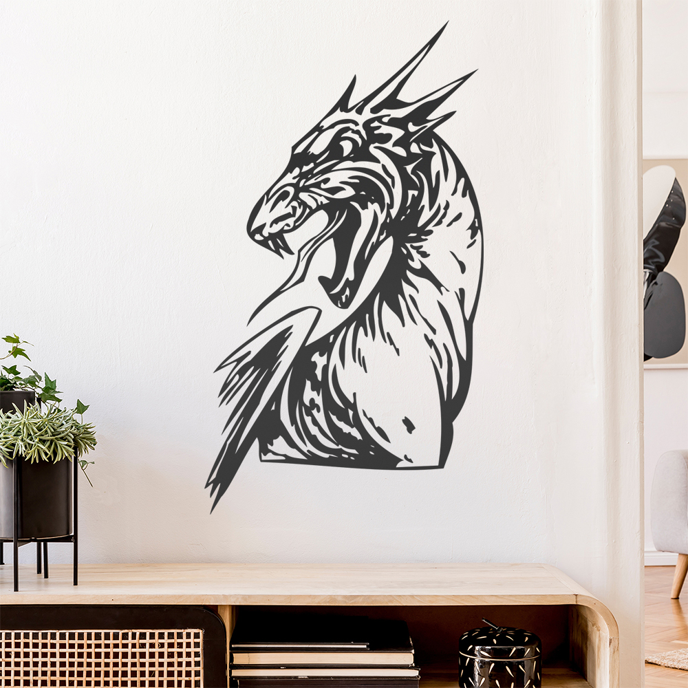 Drachen Kopf Wandtattoo Wohnzimmer Wandaufkleber 0015 - Picture 151 of 204