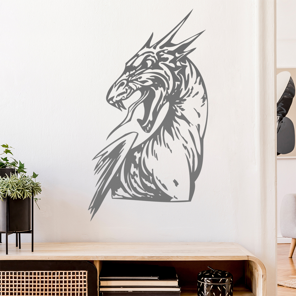 Drachen Kopf Wandtattoo Wohnzimmer Wandaufkleber 0015 - Picture 139 of 204