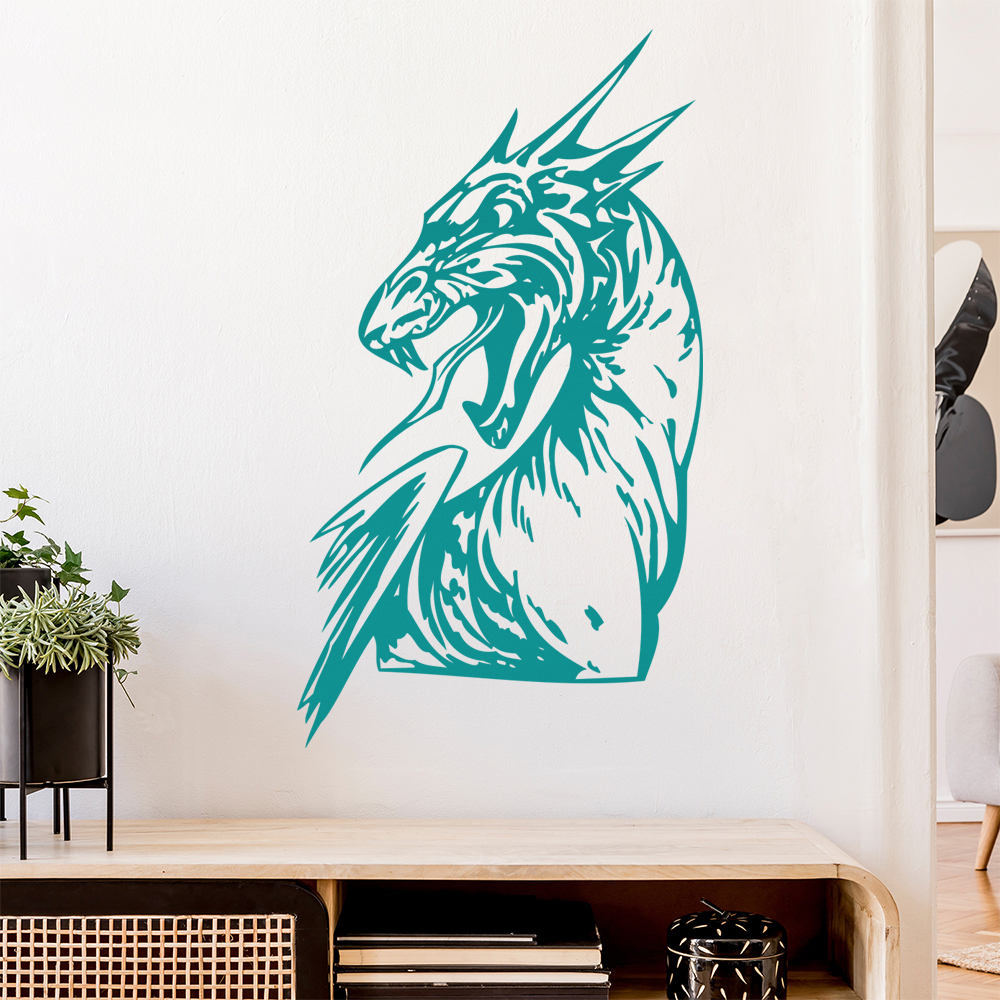 Drachen Kopf Wandtattoo Wohnzimmer Wandaufkleber 0015 - Picture 127 of 204