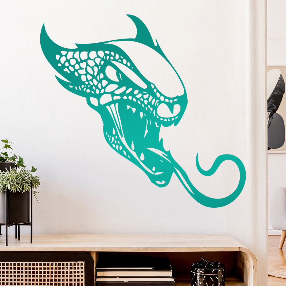 Drachen Kopf Wandtattoo Wohnzimmer Wandaufkleber 0039 - Picture 91 of 204