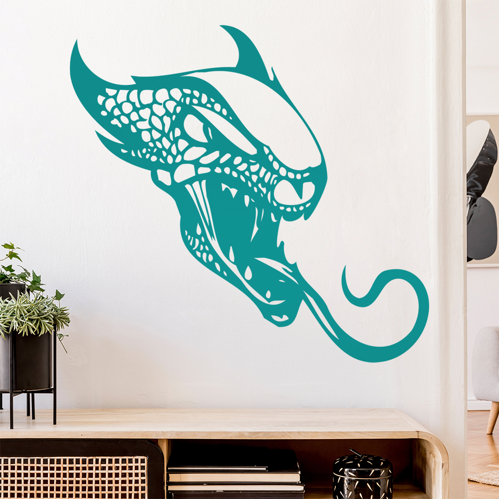 Drachen Kopf Wandtattoo Wohnzimmer Wandaufkleber 0039 - Picture 127 of 204