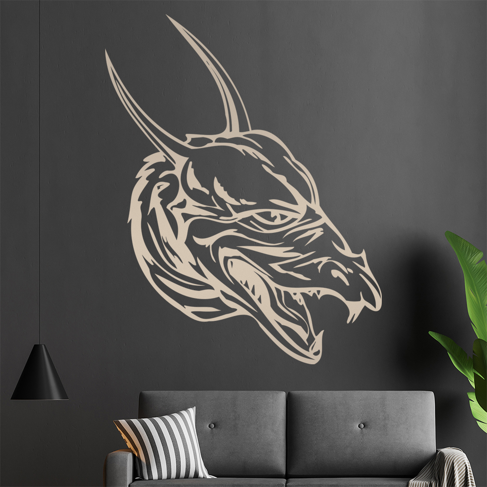 Drachen Kopf Wandtattoo Wohnzimmer Wandaufkleber 0042 - Picture 169 of 204