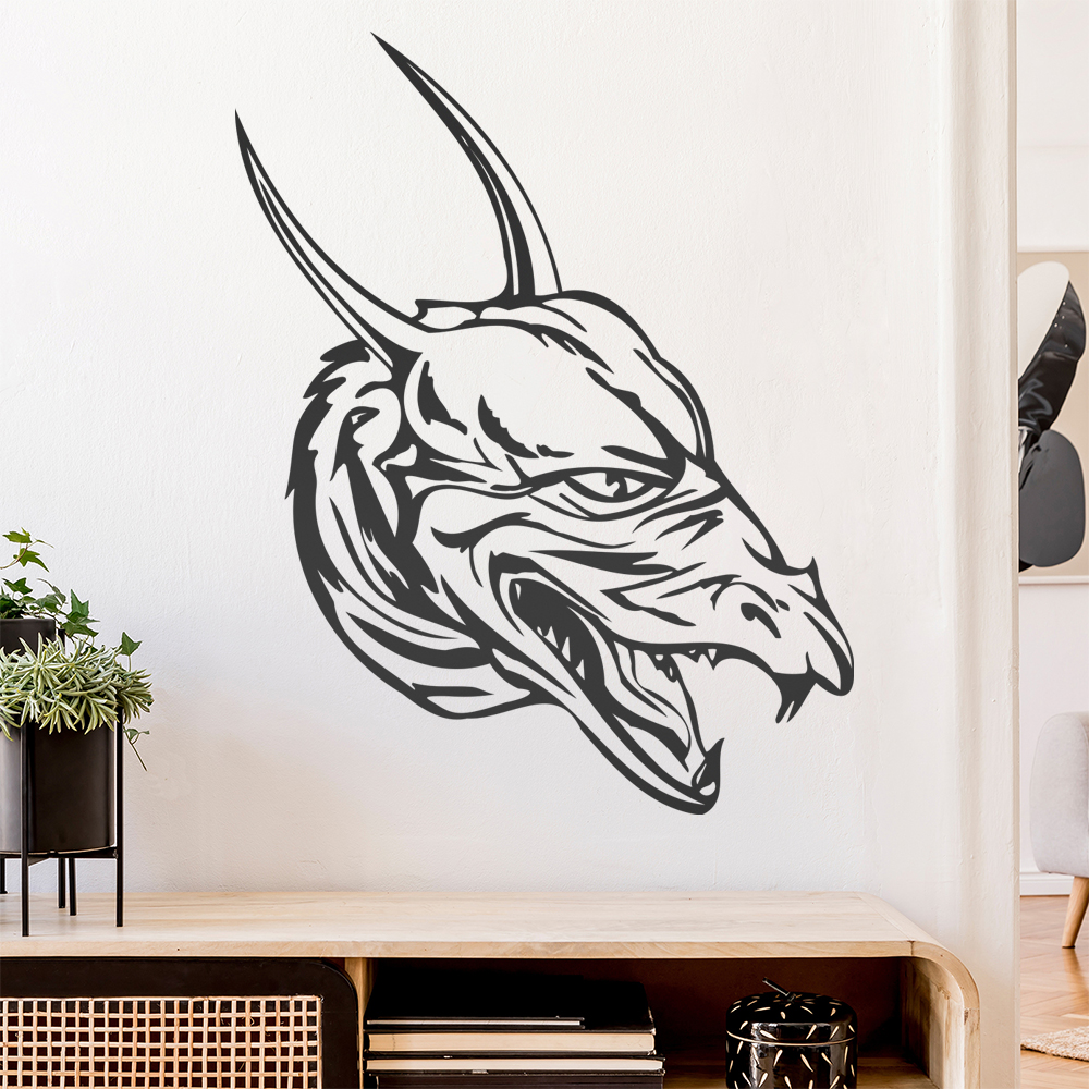 Drachen Kopf Wandtattoo Wohnzimmer Wandaufkleber 0042 - Picture 151 of 204