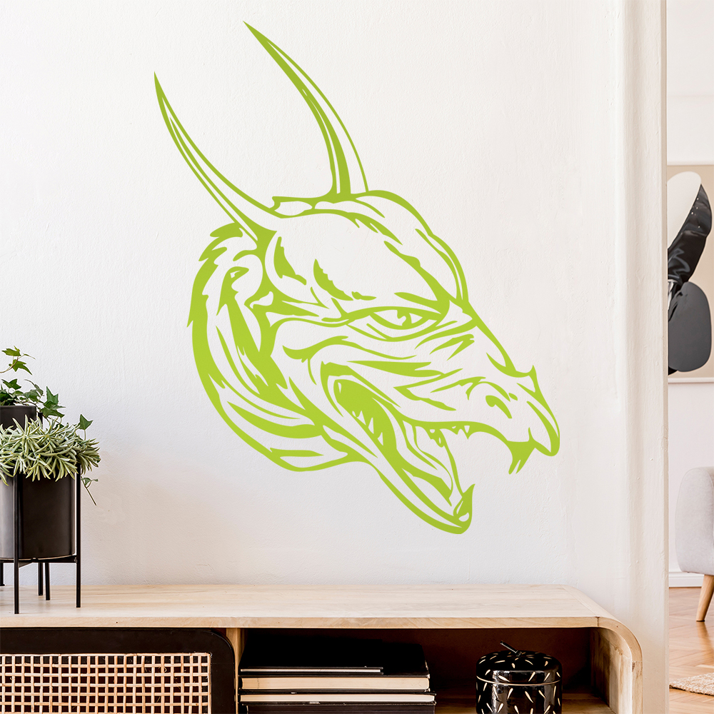 Drachen Kopf Wandtattoo Wohnzimmer Wandaufkleber 0042 - Picture 121 of 204