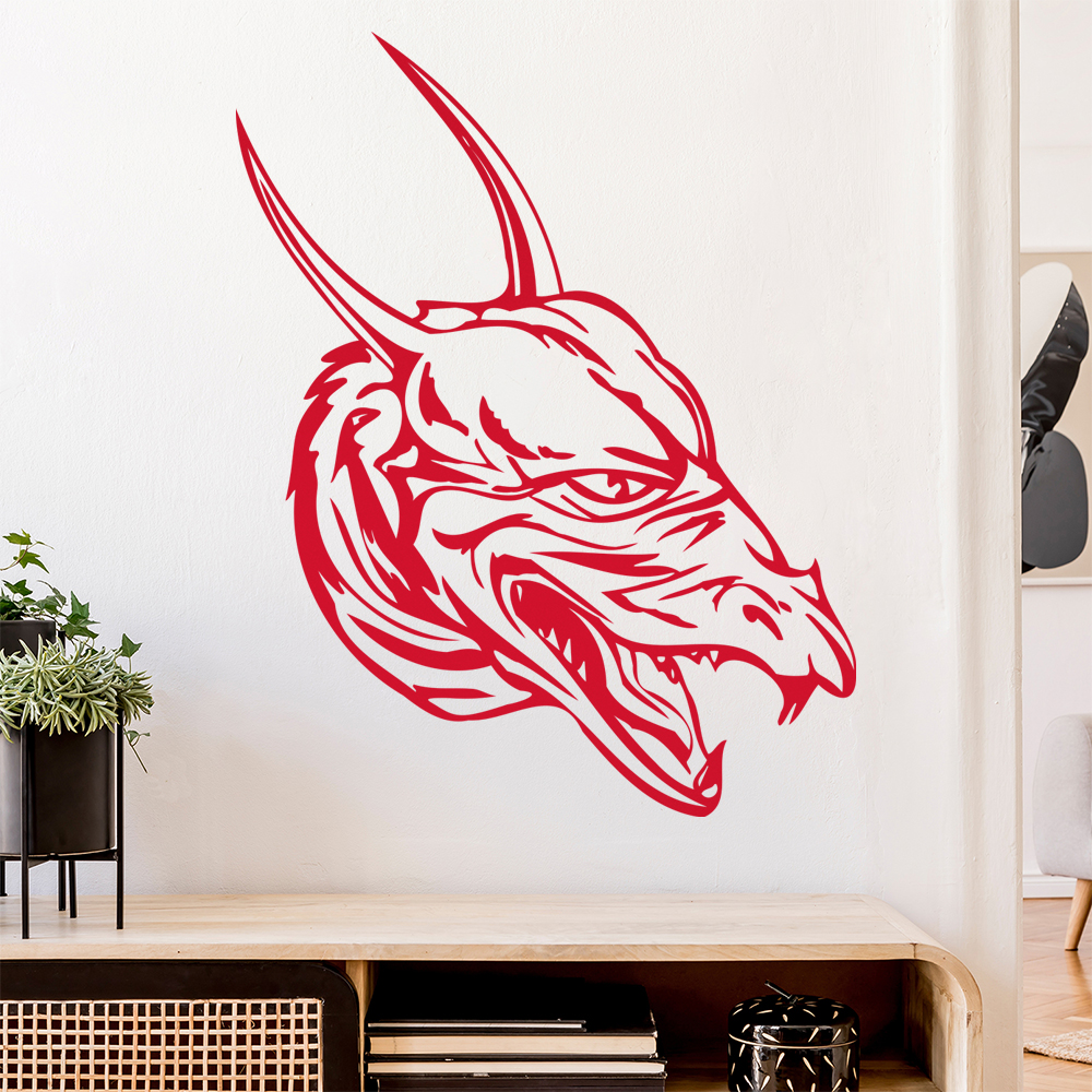 Drachen Kopf Wandtattoo Wohnzimmer Wandaufkleber 0042 - Picture 31 of 204