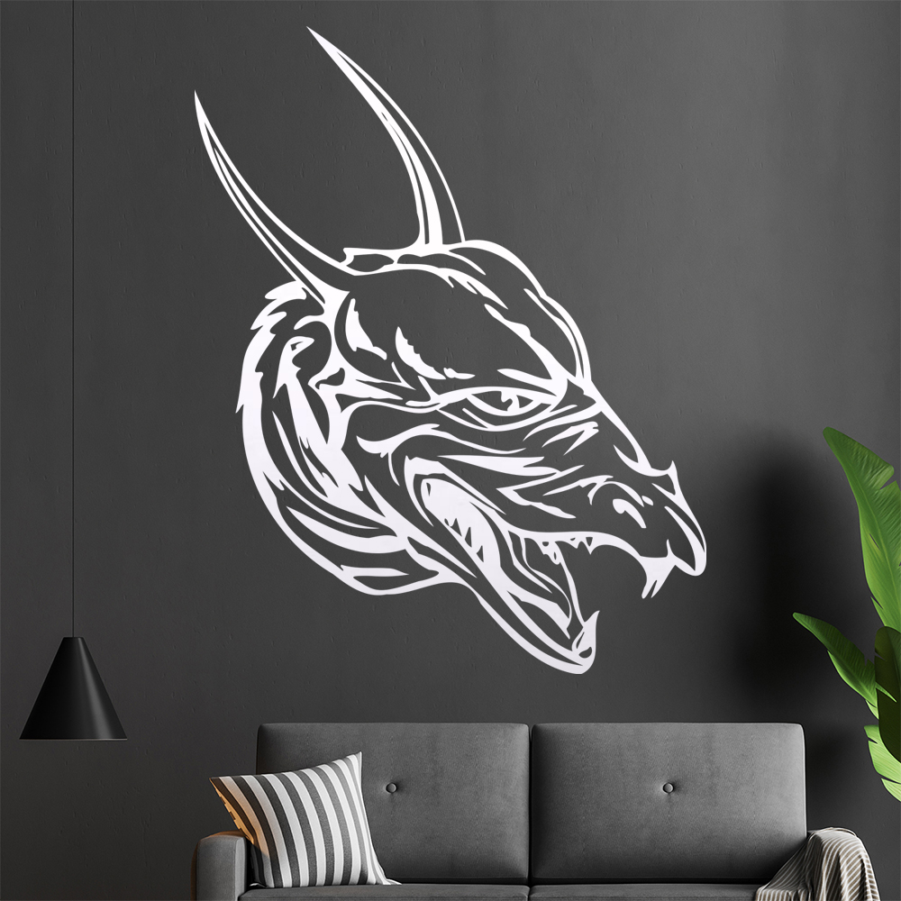 Drachen Kopf Wandtattoo Wohnzimmer Wandaufkleber 0042 - Picture 7 of 204