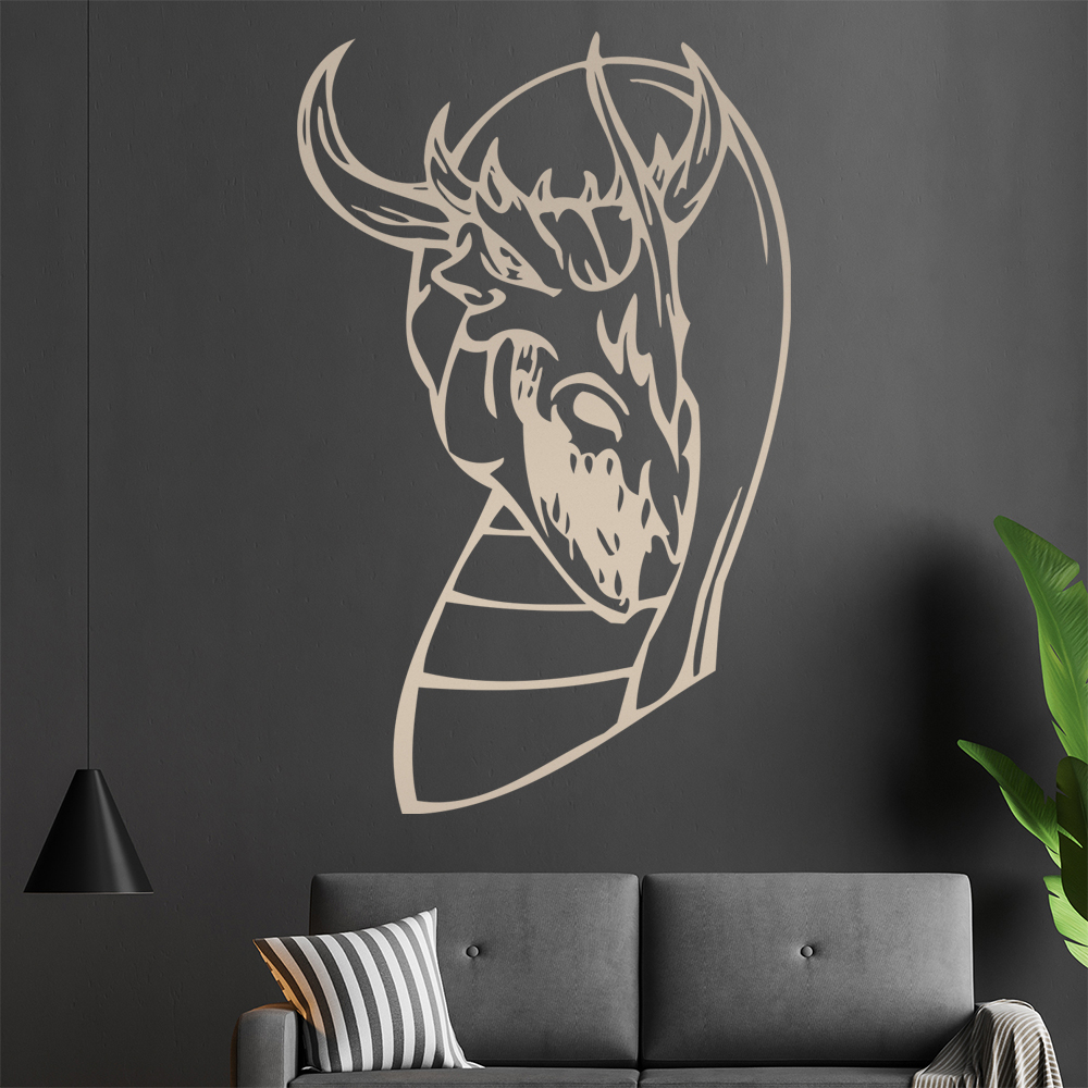 Drachen Kopf Wandtattoo Wohnzimmer Wandaufkleber 0046 - Picture 169 of 204