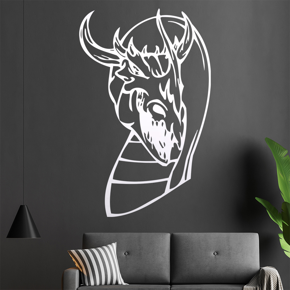 Drachen Kopf Wandtattoo Wohnzimmer Wandaufkleber 0046 - Picture 7 of 204
