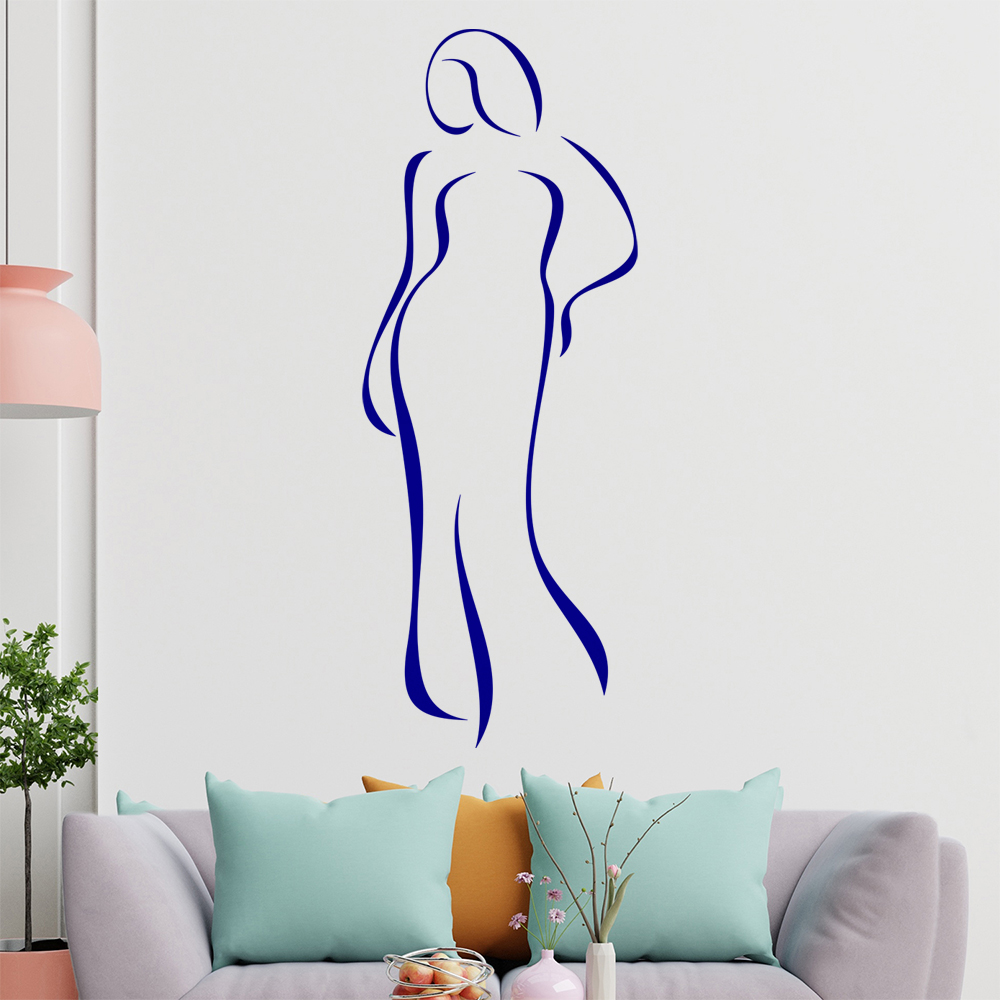 Dame im Kleid-Linien Wandtattoo Wohnzimmer Wandaufkleber 0411 - Picture 181 of 204