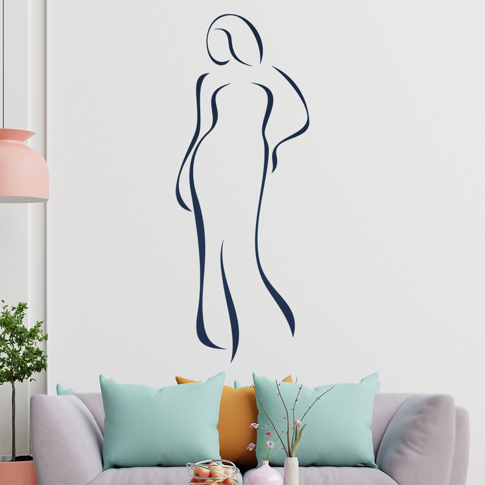Dame im Kleid-Linien Wandtattoo Wohnzimmer Wandaufkleber 0411 - Picture 73 of 204