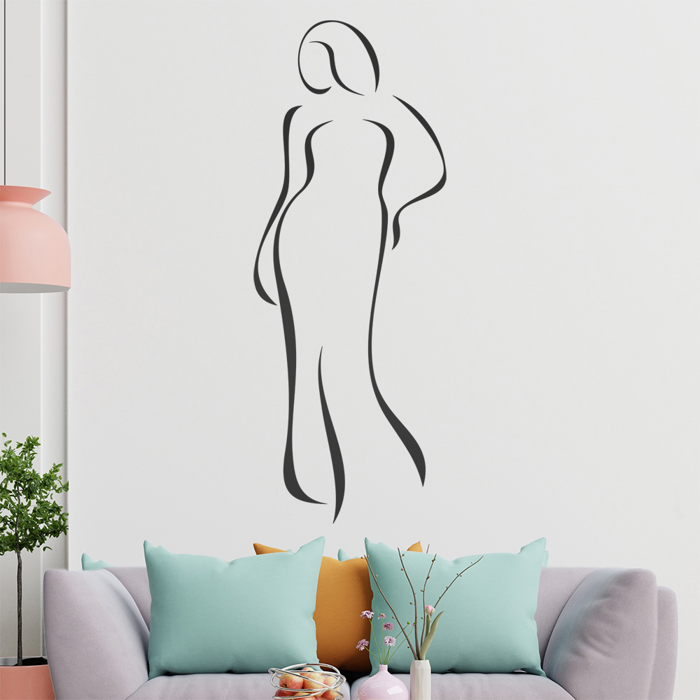 Dame im Kleid-Linien Wandtattoo Wohnzimmer Wandaufkleber 0411 - Picture 151 of 204