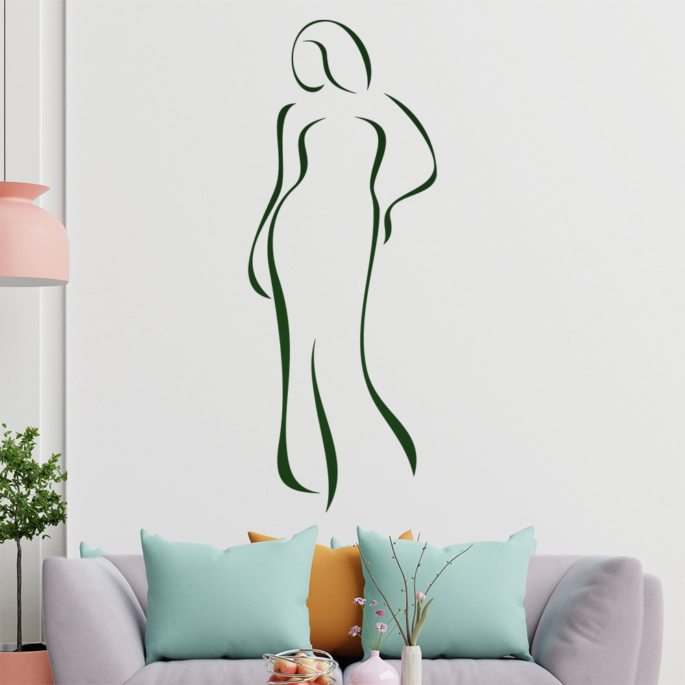 Dame im Kleid-Linien Wandtattoo Wohnzimmer Wandaufkleber 0411 - Picture 103 of 204