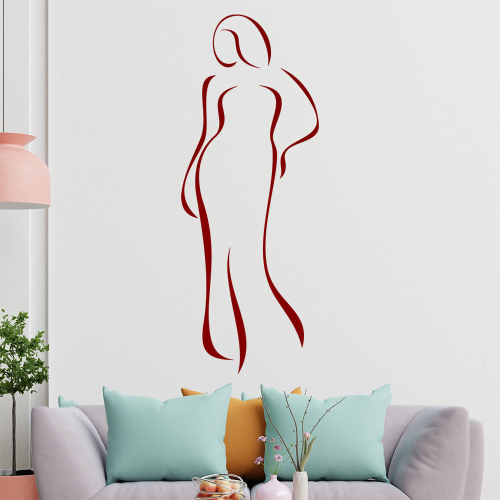 Dame im Kleid-Linien Wandtattoo Wohnzimmer Wandaufkleber 0411 - Picture 25 of 204