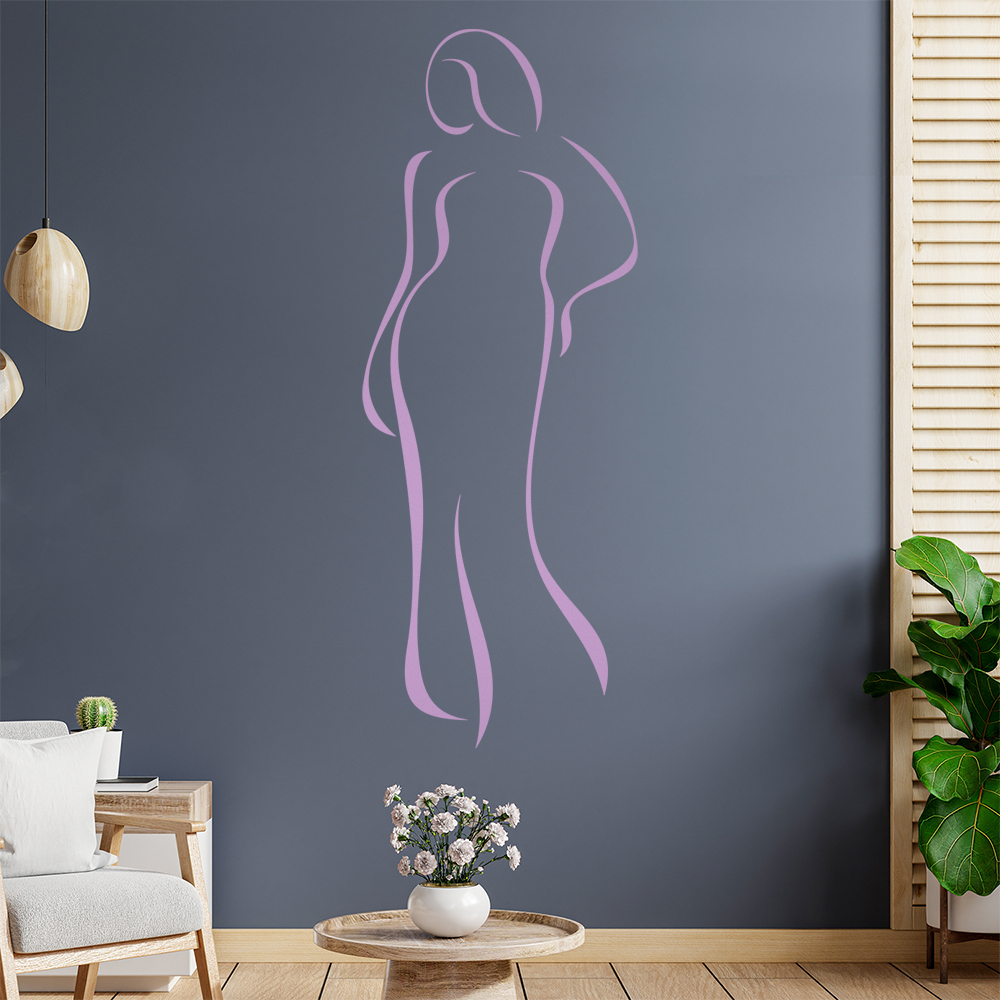 Dame im Kleid-Linien Wandtattoo Wohnzimmer Wandaufkleber 0411 - Picture 55 of 204