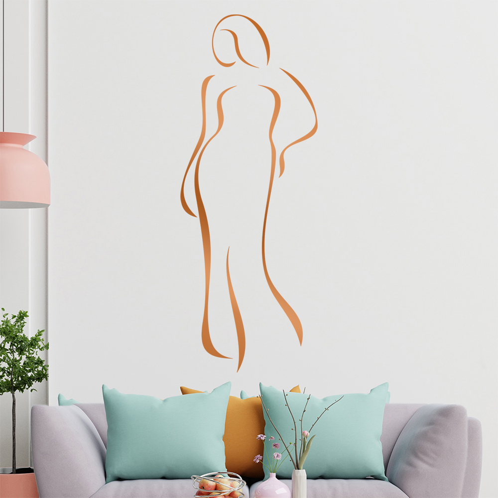 Dame im Kleid-Linien Wandtattoo Wohnzimmer Wandaufkleber 0411 - Picture 199 of 204