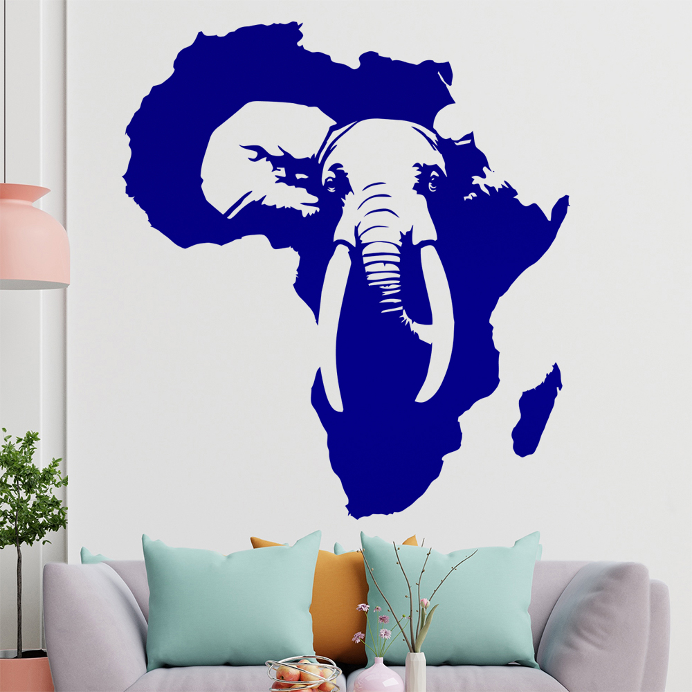 Silhouette D'Éléphant D'Afrique Autocollant Murale Pour Le Salon 1410 - Picture 79 of 204