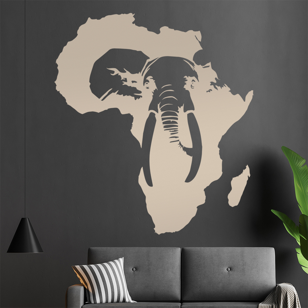Silhouette D'Éléphant D'Afrique Autocollant Murale Pour Le Salon 1410 - Picture 169 of 204