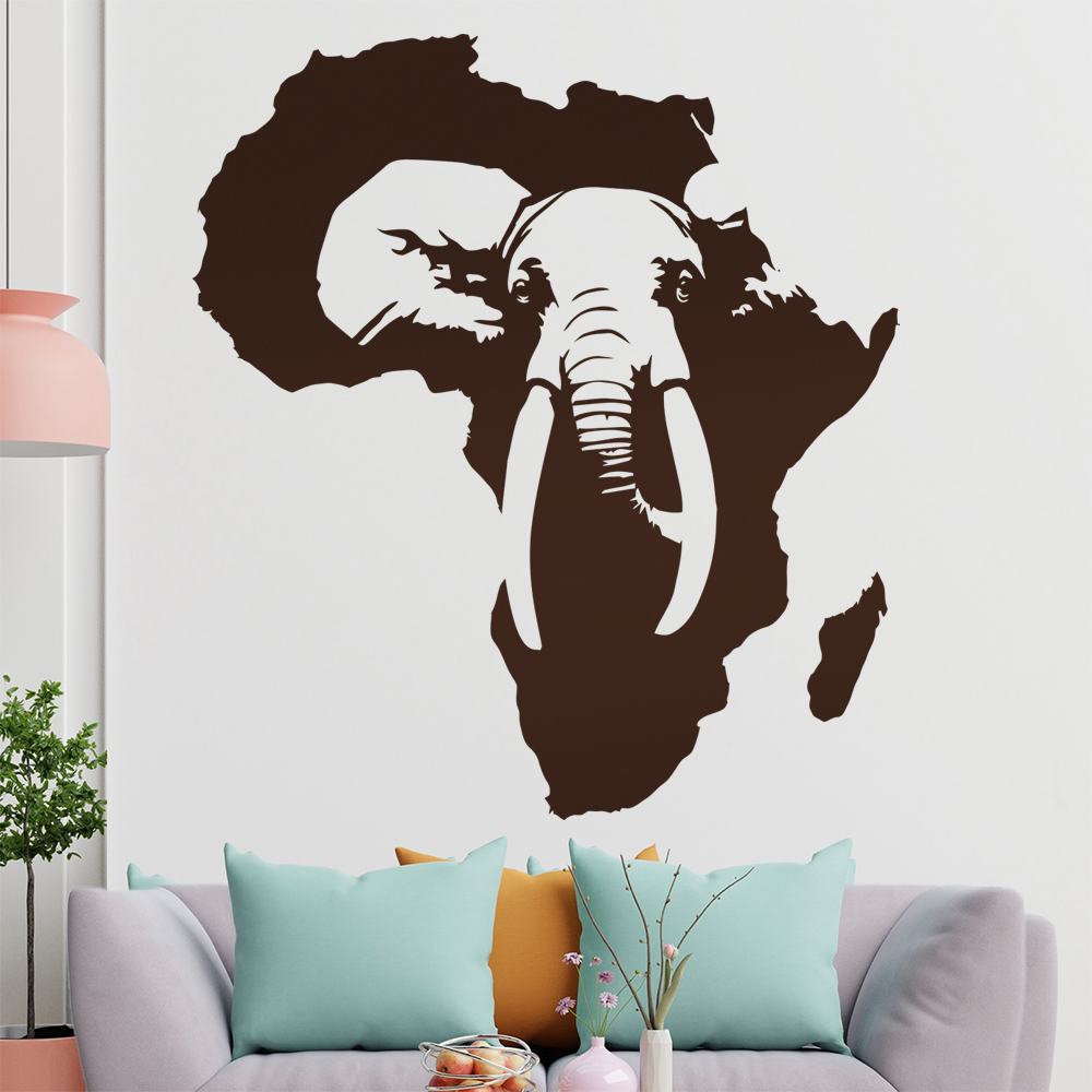 Silhouette D'Éléphant D'Afrique Autocollant Murale Pour Le Salon 1410 - Picture 157 of 204