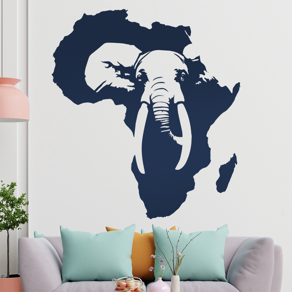 Silhouette D'Éléphant D'Afrique Autocollant Murale Pour Le Salon 1410 - Picture 73 of 204