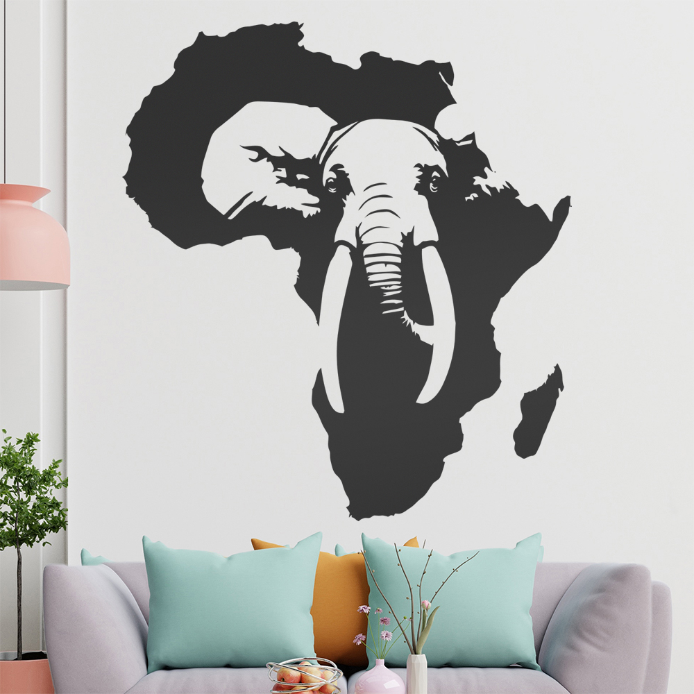 Silhouette D'Éléphant D'Afrique Autocollant Murale Pour Le Salon 1410 - Picture 151 of 204