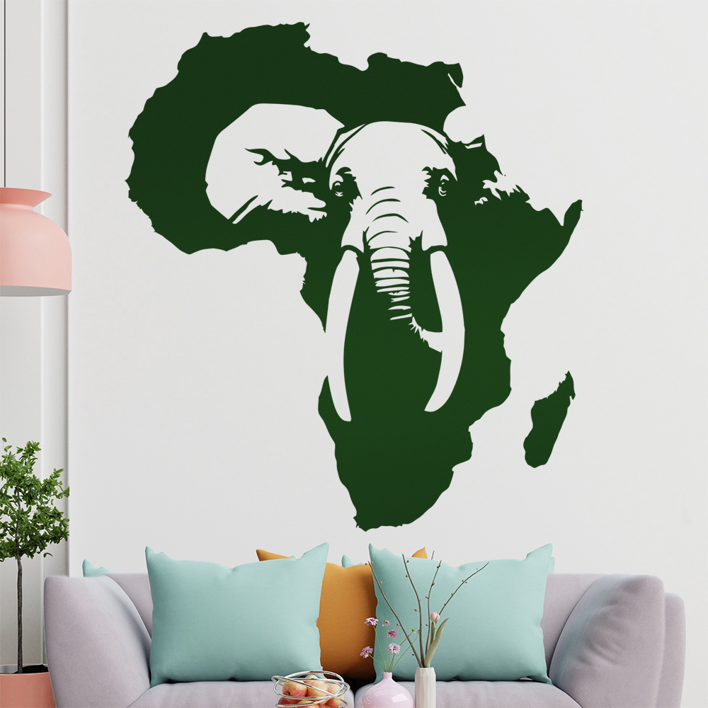 Silhouette D'Éléphant D'Afrique Autocollant Murale Pour Le Salon 1410 - Picture 103 of 204