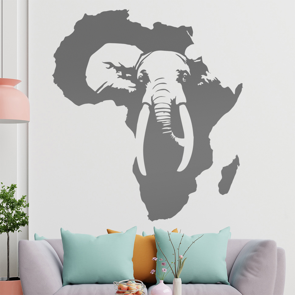 Silhouette D'Éléphant D'Afrique Autocollant Murale Pour Le Salon 1410 - Picture 139 of 204