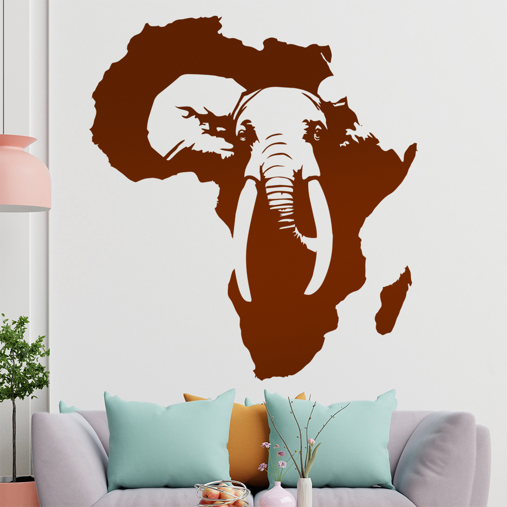 Silhouette D'Éléphant D'Afrique Autocollant Murale Pour Le Salon 1410 - Picture 175 of 204