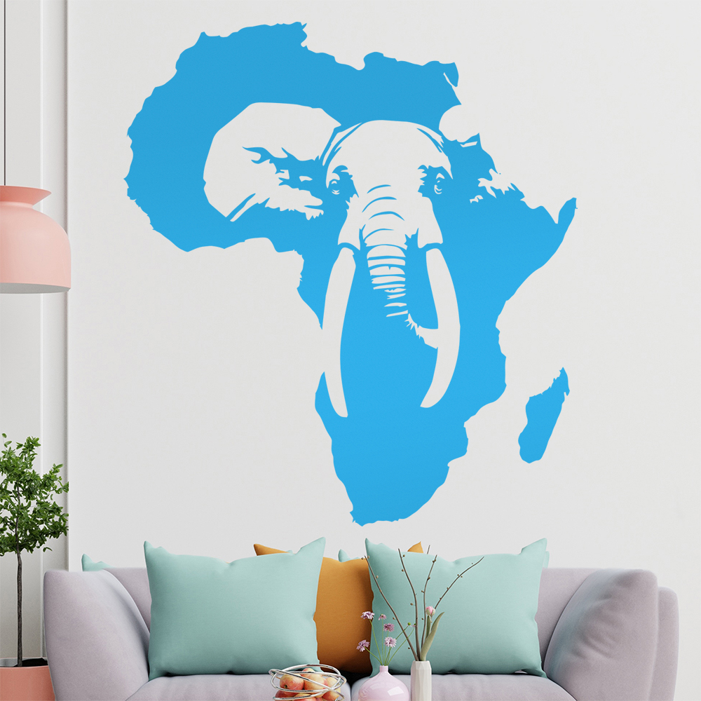 Silhouette D'Éléphant D'Afrique Autocollant Murale Pour Le Salon 1410 - Picture 85 of 204