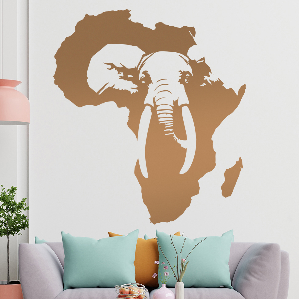 Silhouette D'Éléphant D'Afrique Autocollant Murale Pour Le Salon 1410 - Picture 163 of 204