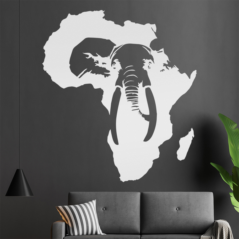 Silhouette D'Éléphant D'Afrique Autocollant Murale Pour Le Salon 1410 - Picture 145 of 204