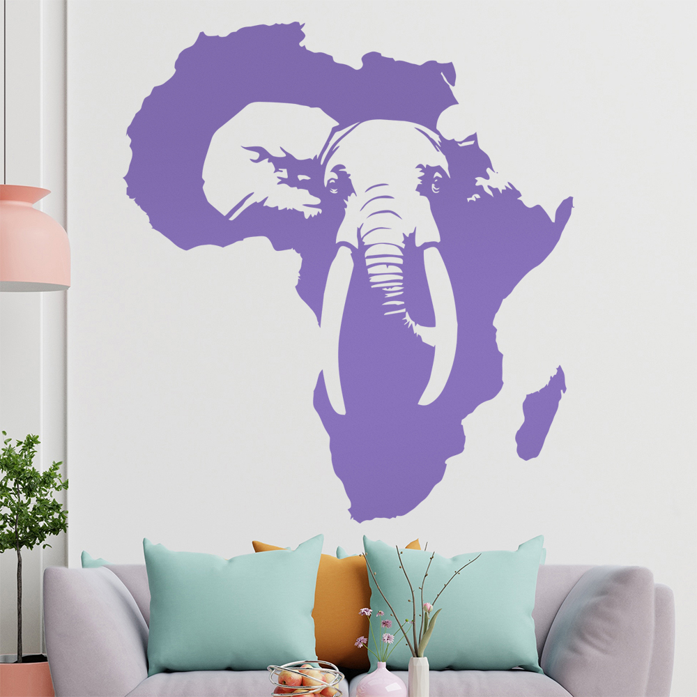Silhouette D'Éléphant D'Afrique Autocollant Murale Pour Le Salon 1410 - Picture 61 of 204