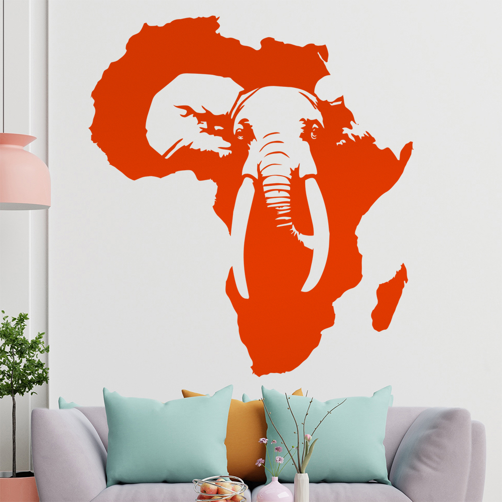 Silhouette D'Éléphant D'Afrique Autocollant Murale Pour Le Salon 1410 - Picture 37 of 204