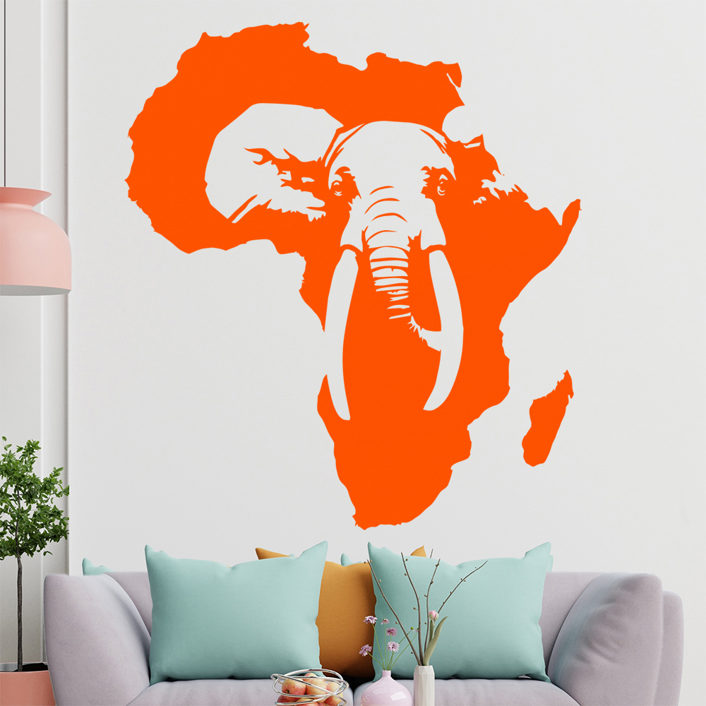 Silhouette D'Éléphant D'Afrique Autocollant Murale Pour Le Salon 1410 - Picture 43 of 204