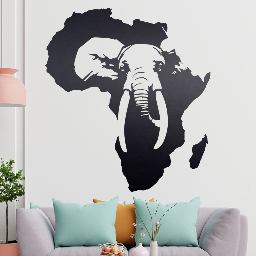 Silhouette D'Éléphant D'Afrique Autocollant Murale Pour Le Salon 1410 - Picture 133 of 204