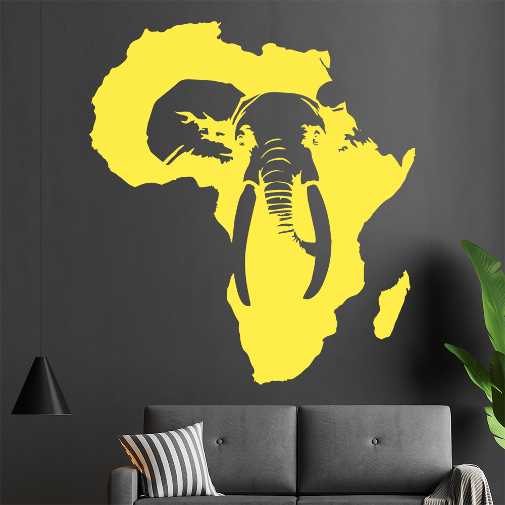 Silhouette D'Éléphant D'Afrique Autocollant Murale Pour Le Salon 1410 - Picture 19 of 204