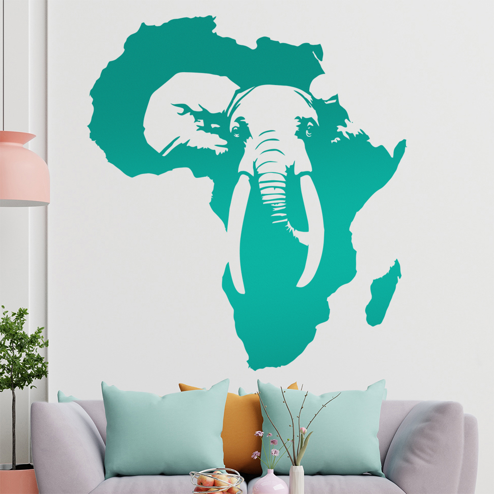 Silhouette D'Éléphant D'Afrique Autocollant Murale Pour Le Salon 1410 - Picture 91 of 204