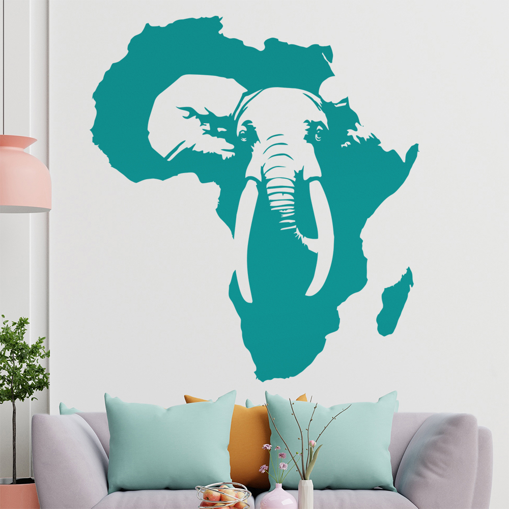 Silhouette D'Éléphant D'Afrique Autocollant Murale Pour Le Salon 1410 - Picture 127 of 204