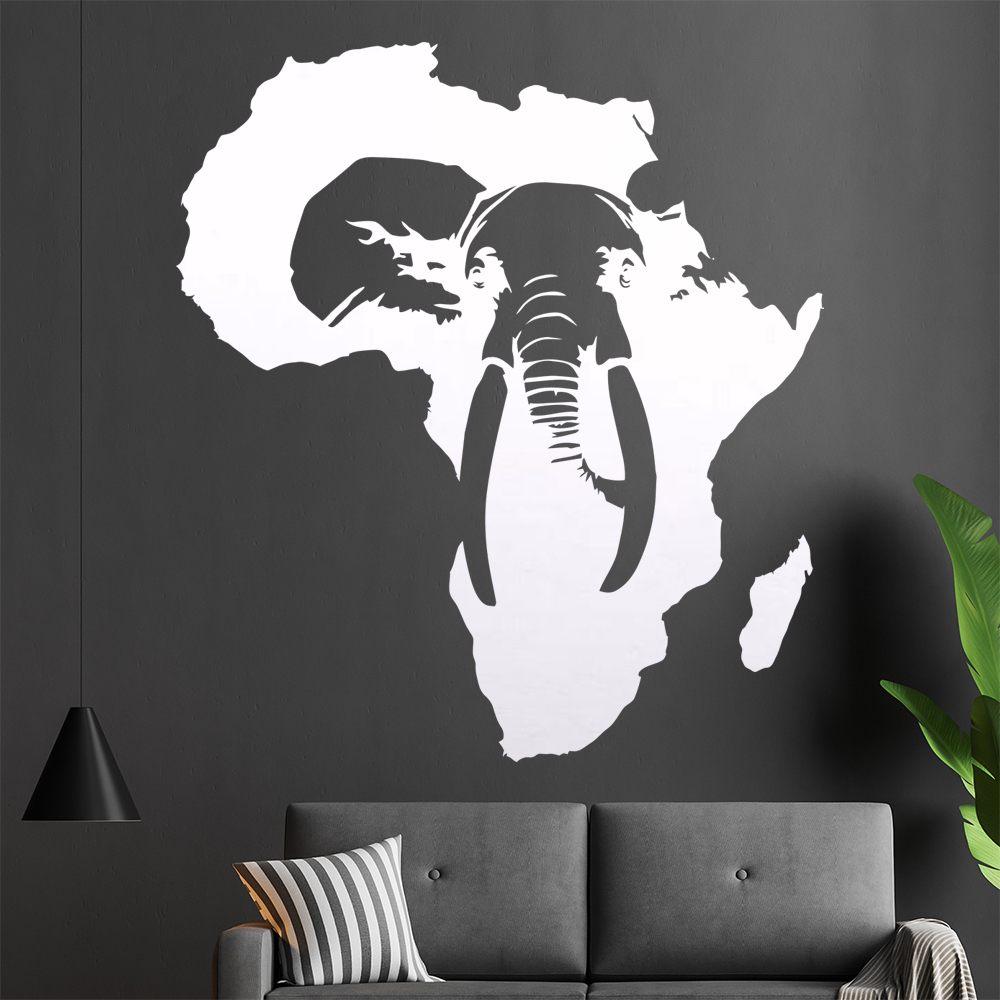 Silhouette D'Éléphant D'Afrique Autocollant Murale Pour Le Salon 1410 - Picture 7 of 204