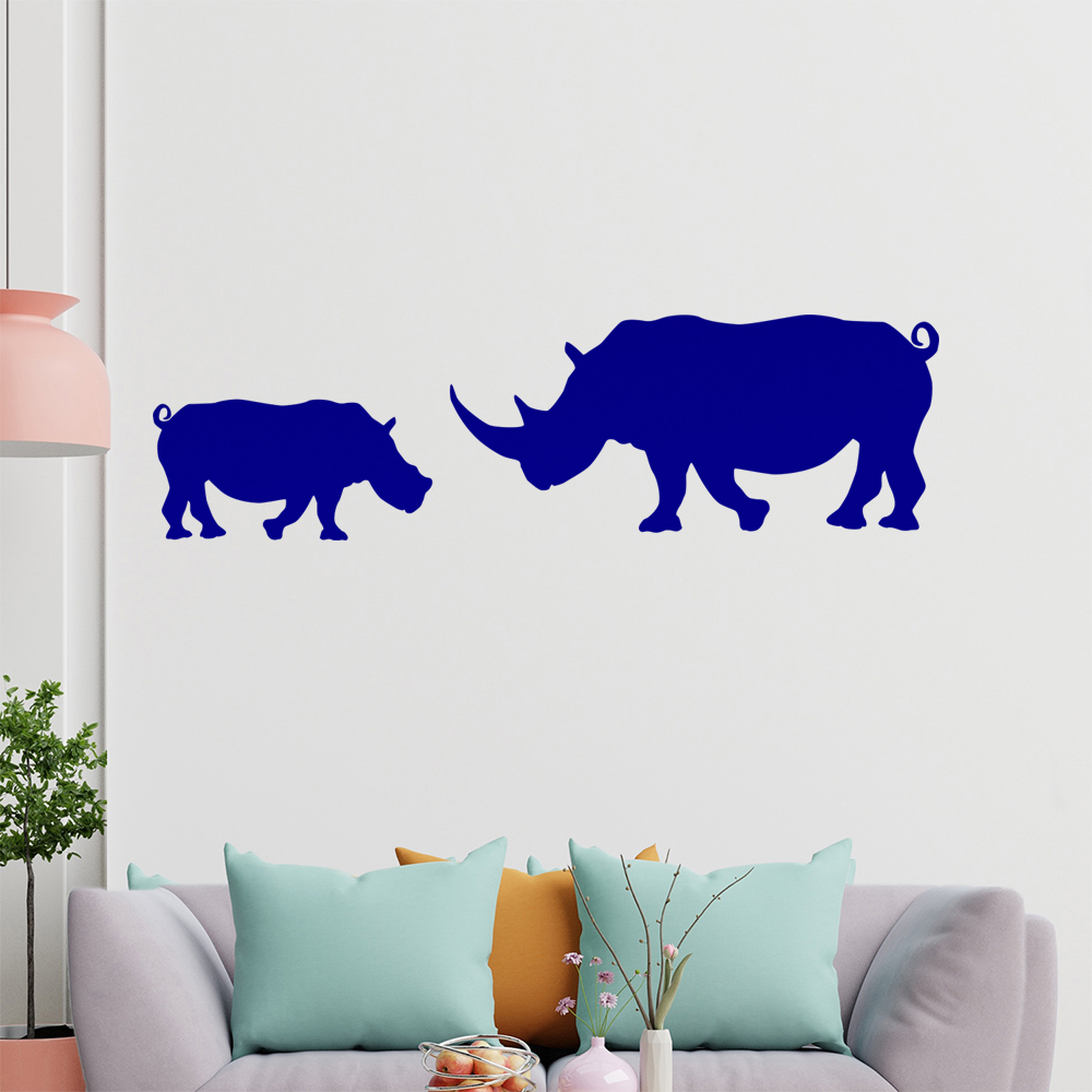 Silhouette De Rhinocéros Autocollant Mur Pour Le Salon 1425 - Picture 79 of 204