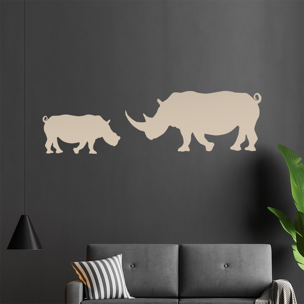 Silhouette De Rhinocéros Autocollant Mur Pour Le Salon 1425 - Picture 169 of 204