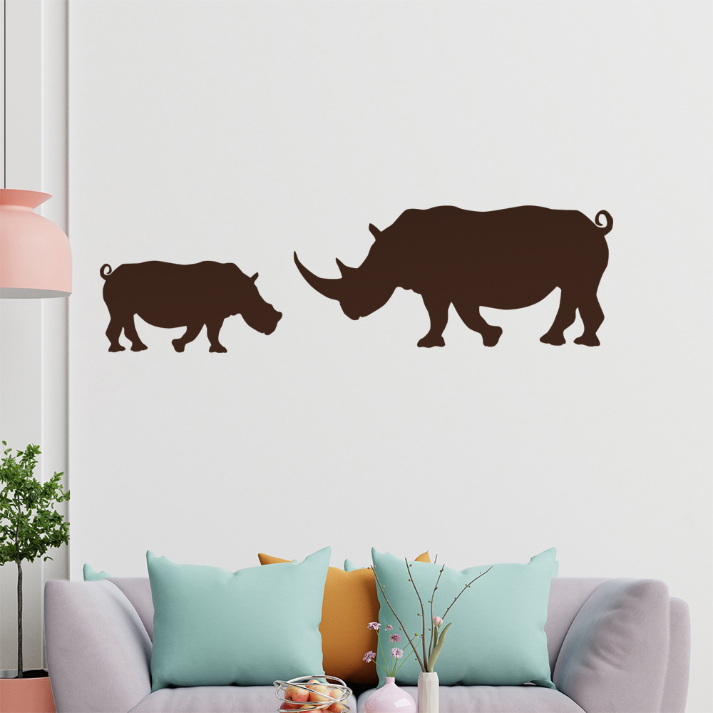 Silhouette De Rhinocéros Autocollant Mur Pour Le Salon 1425 - Picture 157 of 204