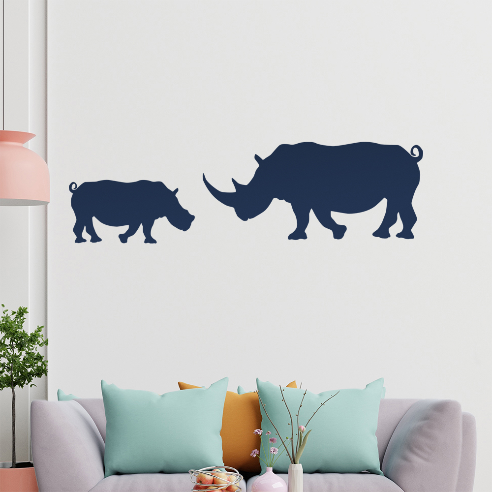 Silhouette De Rhinocéros Autocollant Mur Pour Le Salon 1425 - Picture 73 of 204