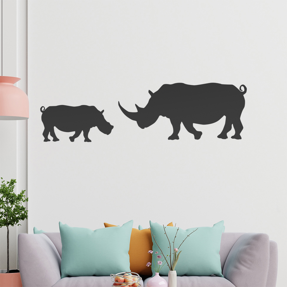 Silhouette De Rhinocéros Autocollant Mur Pour Le Salon 1425 - Picture 151 of 204