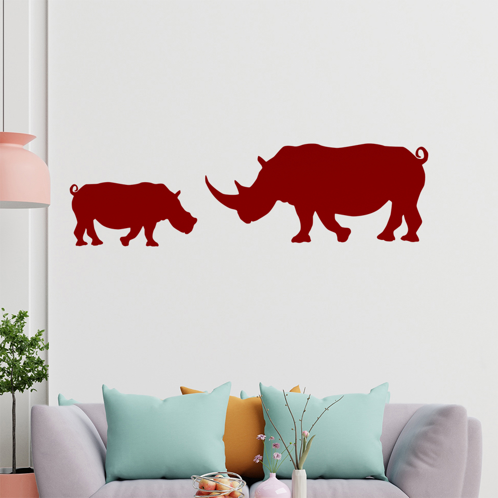 Silhouette De Rhinocéros Autocollant Mur Pour Le Salon 1425 - Picture 25 of 204