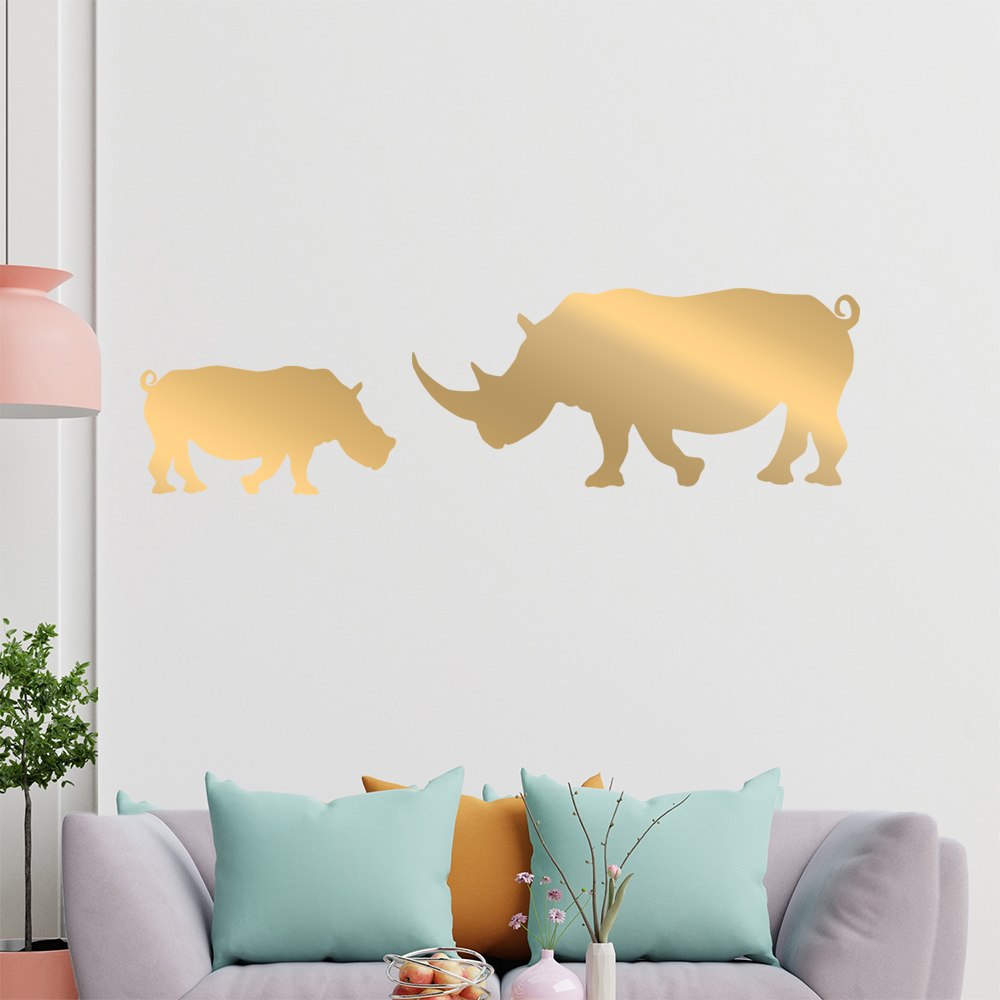Silhouette De Rhinocéros Autocollant Mur Pour Le Salon 1425 - Picture 193 of 204