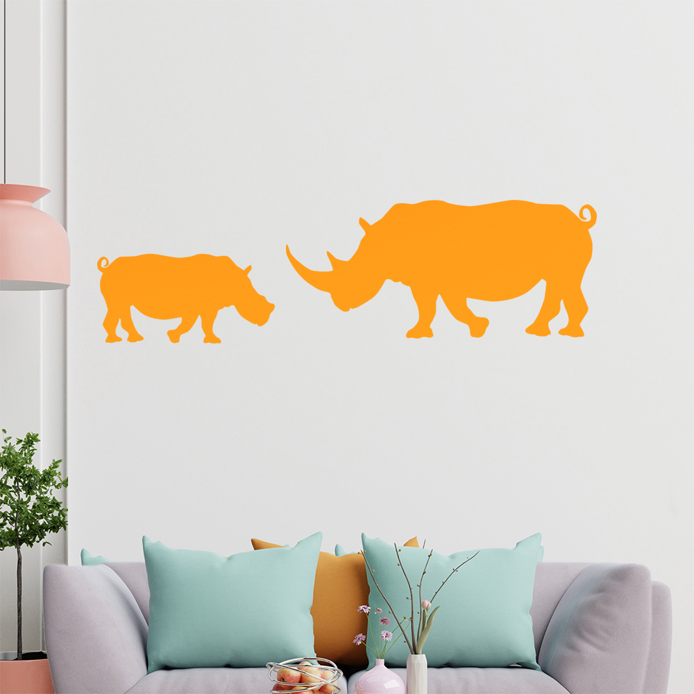 Silhouette De Rhinocéros Autocollant Mur Pour Le Salon 1425 - Picture 13 of 204