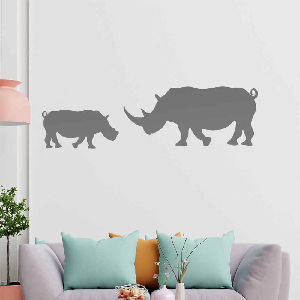 Silhouette De Rhinocéros Autocollant Mur Pour Le Salon 1425 - Picture 139 of 204